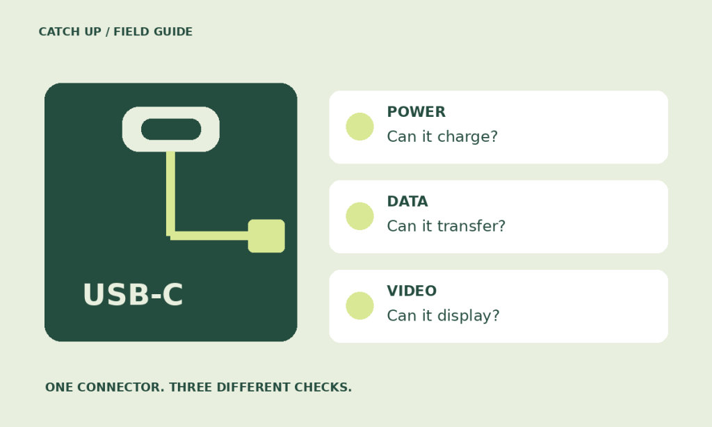 Your USB-C cable charges. Why won’t it connect your monitor? — illustrated checklist